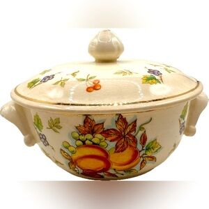 Sm Oven to Table Ware Fruit Individual Casserole-22 Kt Gold-Good Vintage Cond